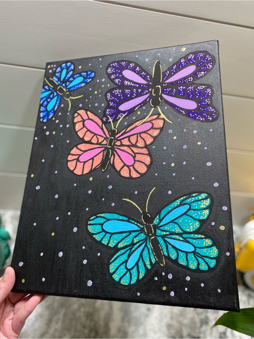 Hand Crafted Vibrant Butterfly Canvas - Picture 3 of 7